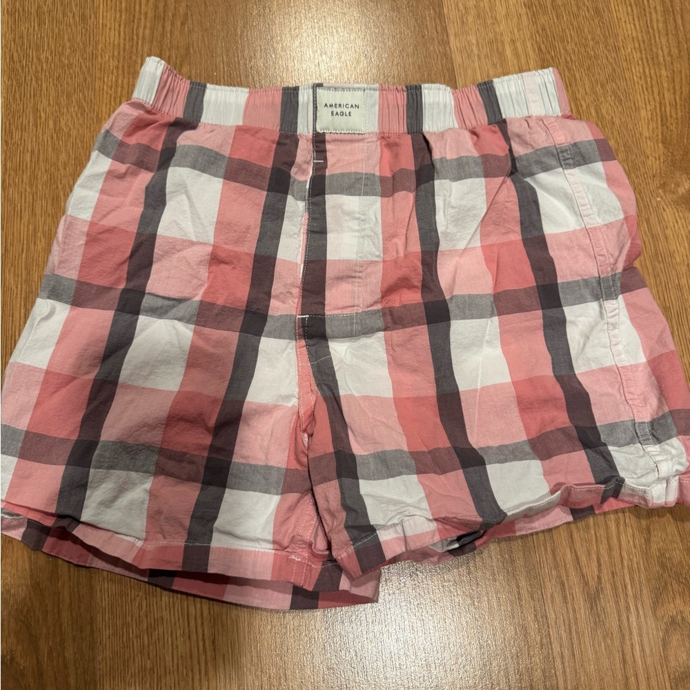 American Eagle Plaid boxers - Pink and White